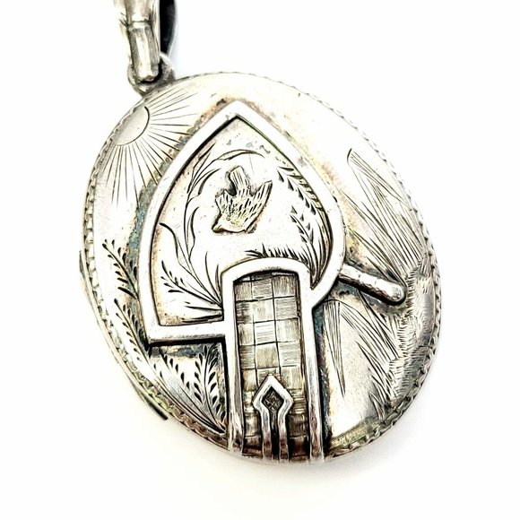 Antique Victorian 800 Silver Aesthetic Bird Locket - Picture 5 of 7